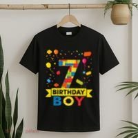 Kids 7 Year Old Building Blocks 7th Birthday Boy T-Shirt thumb 2