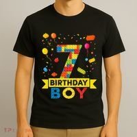 Kids 7 Year Old Building Blocks 7th Birthday Boy T-Shirt thumb 3