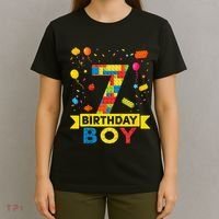 Kids 7 Year Old Building Blocks 7th Birthday Boy T-Shirt thumb 4