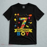 Kids 7 Year Old Building Blocks 7th Birthday Boy T-Shirt thumb 5