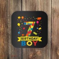 Kids 7 Year Old Building Blocks 7th Birthday Boy Coaster thumb 0