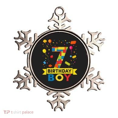 Kids 7 Year Old Building Blocks 7th Birthday Boy Ornament