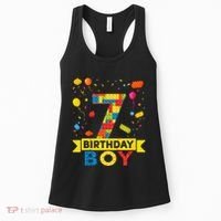 Kids 7 Year Old Building Blocks 7th Birthday Boy Women's Tank Top thumb 0