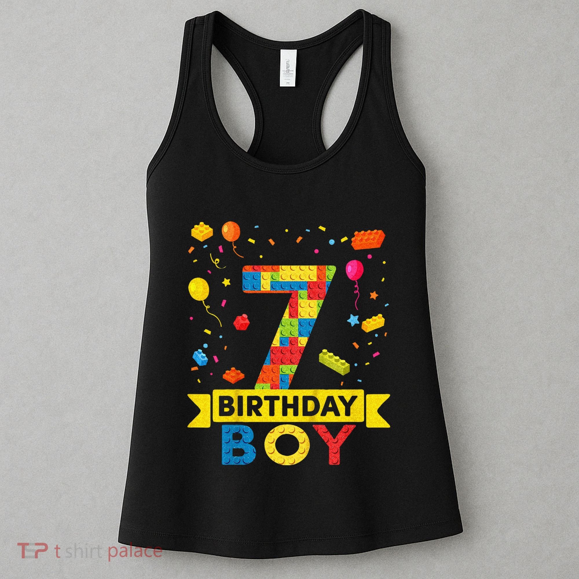 Kids 7 Year Old Building Blocks 7th Birthday Boy Women's Tank Top