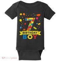 Kids 7 Year Old Building Blocks 7th Birthday Boy Baby Bodysuit thumb 0
