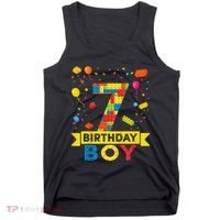 Kids 7 Year Old Building Blocks 7th Birthday Boy Tank Top thumb 0