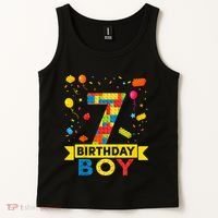 Kids 7 Year Old Building Blocks 7th Birthday Boy Tank Top thumb 2