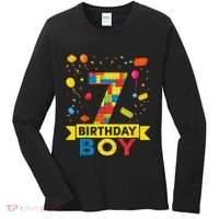 Kids 7 Year Old Building Blocks 7th Birthday Boy Women's Long Sleeve Shirt thumb 0