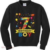 Kids 7 Year Old Building Blocks 7th Birthday Boy Kids Sweatshirt thumb 0