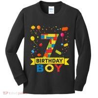 Kids 7 Year Old Building Blocks 7th Birthday Boy Kids Long Sleeve Shirt thumb 0