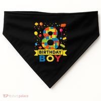 Kids 8 Year Old Building Blocks 8th Birthday Boy USA-Made Doggie Bandana thumb 0