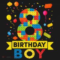Kids 8 Year Old Building Blocks 8th Birthday Boy Button thumb 1