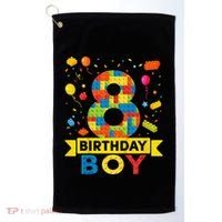 Kids 8 Year Old Building Blocks 8th Birthday Boy Golf Towel thumb 0