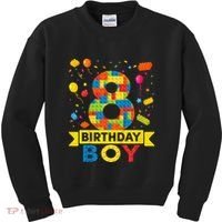 Kids 8 Year Old Building Blocks 8th Birthday Boy Kids Sweatshirt thumb 0