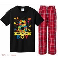 Kids 8 Year Old Building Blocks 8th Birthday Boy Kids Plaid Pajama Set thumb 0
