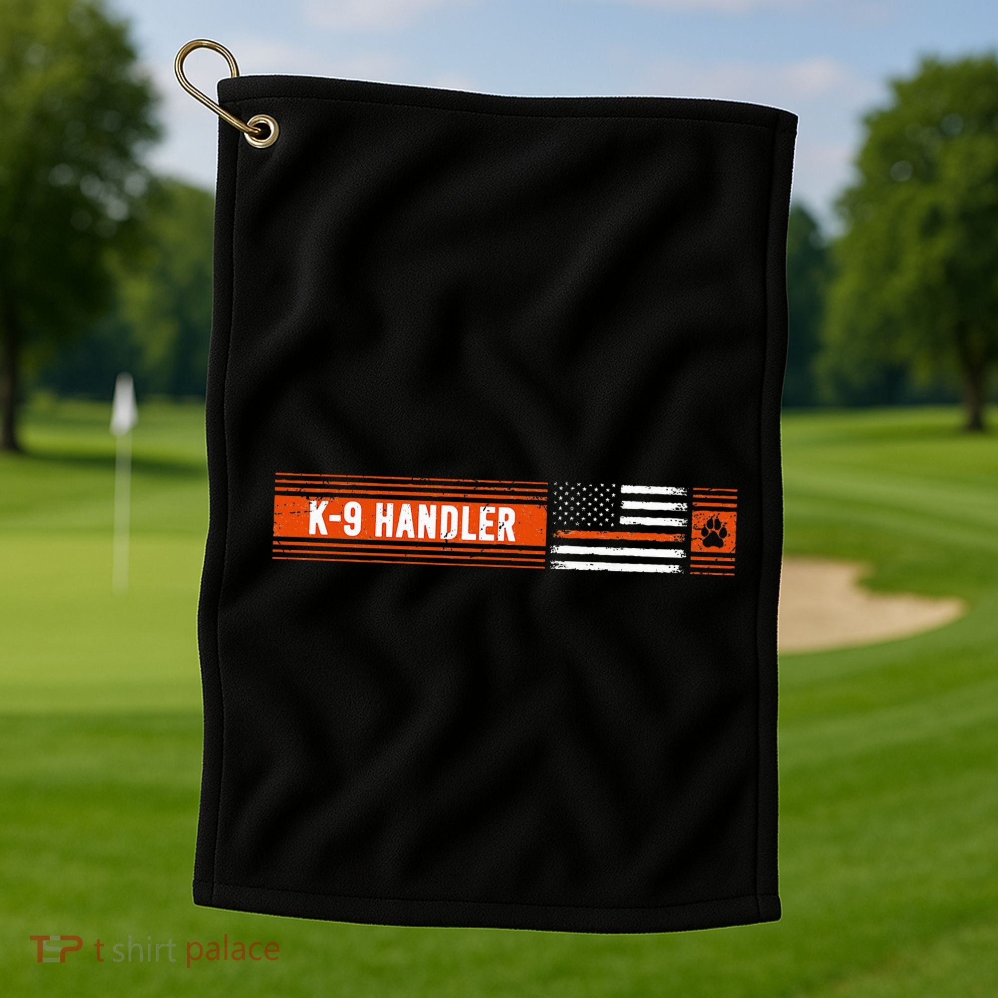K 9 Handler Search & Rescue Thin Orange Line Flag K9 Unit Golf Towel