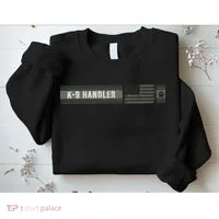 K 9 Handler K9 Unit Gift Distressed American Flag Sweatshirt thumb 2