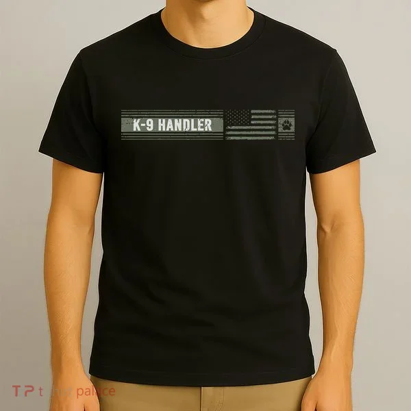 K 9 Handler K9 Unit Gift Distressed American Flag T-Shirt
