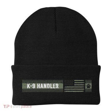K 9 Handler K9 Unit Gift Distressed American Flag Beanie