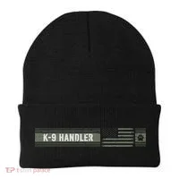K 9 Handler K9 Unit Gift Distressed American Flag Beanie thumb 0