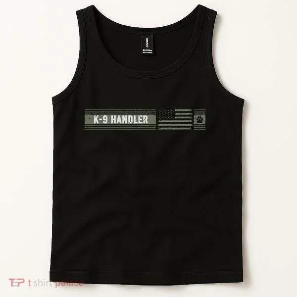 K 9 Handler K9 Unit Gift Distressed American Flag Tank Top