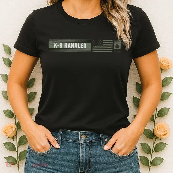 K 9 Handler K9 Unit Gift Distressed American Flag Women's T-Shirt