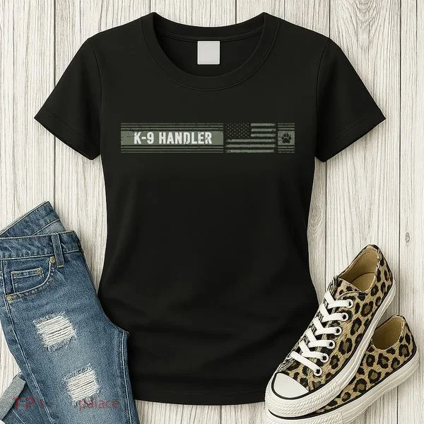 K 9 Handler K9 Unit Gift Distressed American Flag Women's T-Shirt