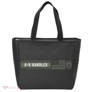 K 9 Handler K9 Unit Gift Distressed American Flag Tote Bag