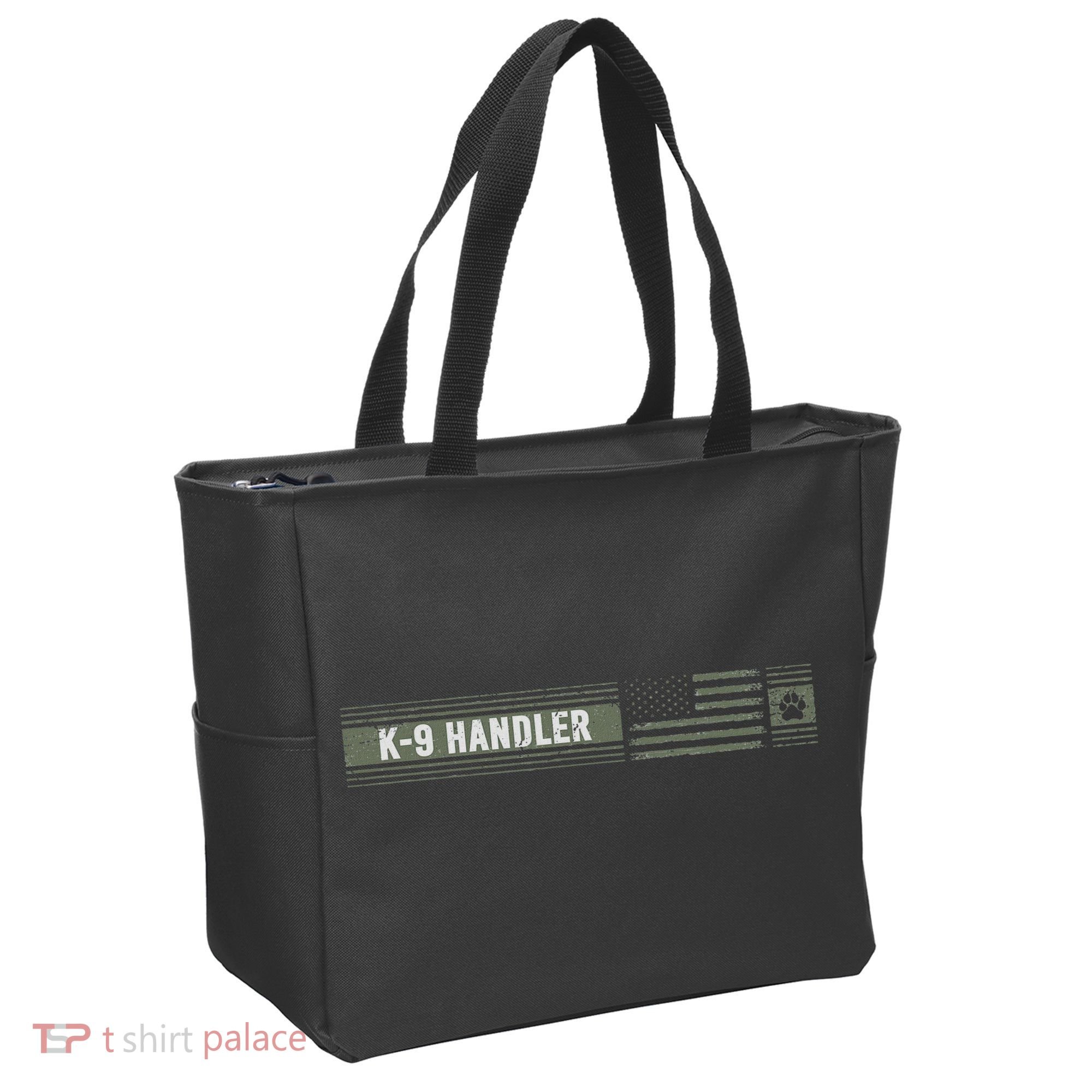 K 9 Handler K9 Unit Gift Distressed American Flag Tote Bag