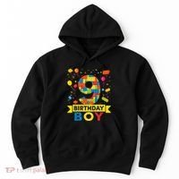 Kids 9 Year Old Building Blocks 9th Birthday Boy Hoodie thumb 0