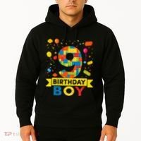 Kids 9 Year Old Building Blocks 9th Birthday Boy Hoodie thumb 2