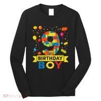 Kids 9 Year Old Building Blocks 9th Birthday Boy Long Sleeve Shirt thumb 0