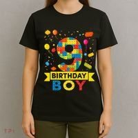 Kids 9 Year Old Building Blocks 9th Birthday Boy T-Shirt thumb 4