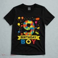 Kids 9 Year Old Building Blocks 9th Birthday Boy T-Shirt thumb 5
