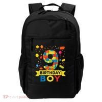 Kids 9 Year Old Building Blocks 9th Birthday Boy Backpack thumb 0