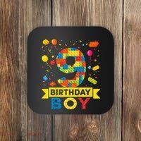 Kids 9 Year Old Building Blocks 9th Birthday Boy Coaster thumb 0