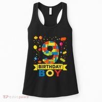 Kids 9 Year Old Building Blocks 9th Birthday Boy Women's Tank Top thumb 0