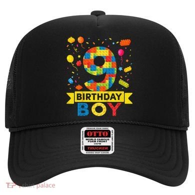 Kids 9 Year Old Building Blocks 9th Birthday Boy Hat