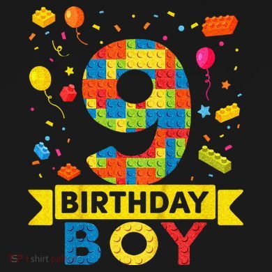 Kids 9 Year Old Building Blocks 9th Birthday Boy Tall Hoodie