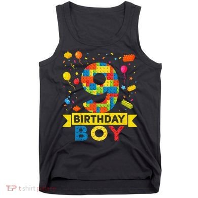Kids 9 Year Old Building Blocks 9th Birthday Boy Tank Top