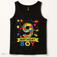 Kids 9 Year Old Building Blocks 9th Birthday Boy Tank Top thumb 2