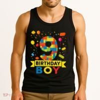 Kids 9 Year Old Building Blocks 9th Birthday Boy Tank Top thumb 3