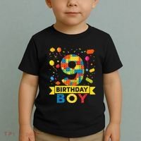 Kids 9 Year Old Building Blocks 9th Birthday Boy Toddler T-Shirt thumb 2