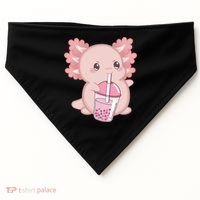 Kawaii Anime Axolotl Drinking Boba Bubble Tea Cute Japanese USA-Made Doggie Bandana thumb 0