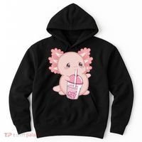 Kawaii Anime Axolotl Drinking Boba Bubble Tea Cute Japanese Hoodie thumb 0
