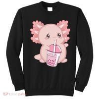 Kawaii Anime Axolotl Drinking Boba Bubble Tea Cute Japanese Sweatshirt thumb 0