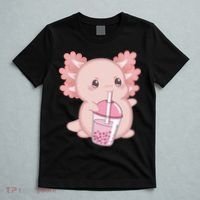 Kawaii Anime Axolotl Drinking Boba Bubble Tea Cute Japanese T-Shirt thumb 5