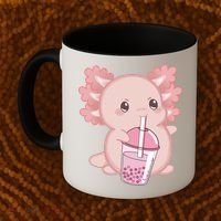 Kawaii Anime Axolotl Drinking Boba Bubble Tea Cute Japanese Coffee Mug thumb 2