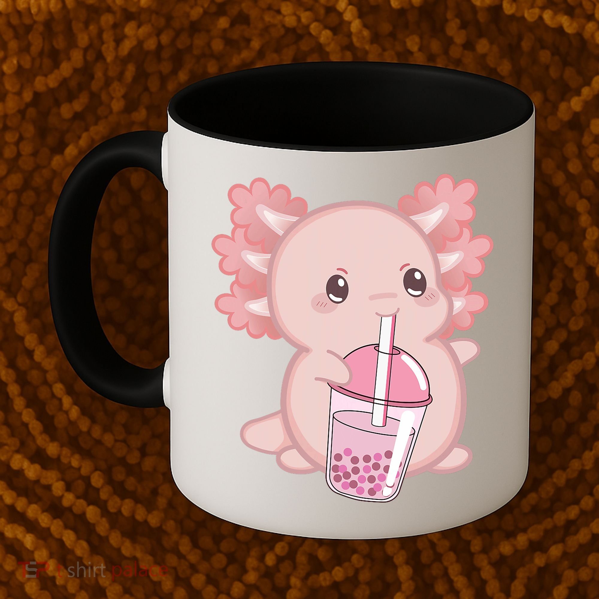Kawaii Anime Axolotl Drinking Boba Bubble Tea Cute Japanese Coffee Mug