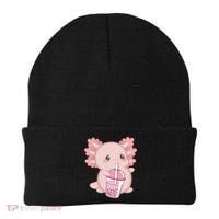 Kawaii Anime Axolotl Drinking Boba Bubble Tea Cute Japanese Beanie thumb 0